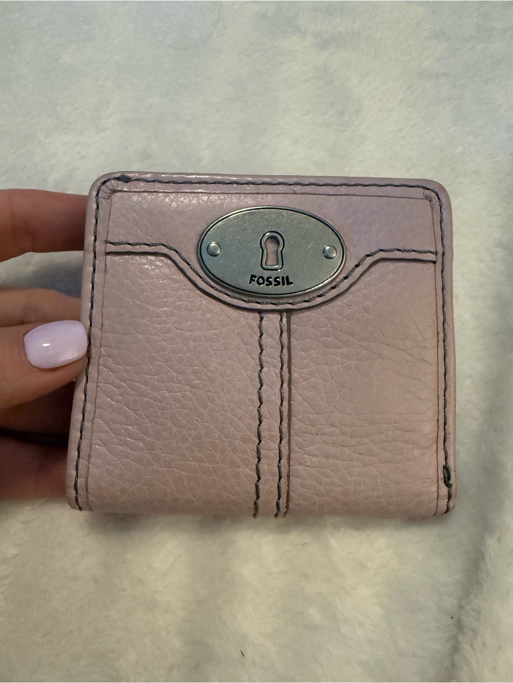 Fossil Light Pink Pebbled Leather Snap Wallet